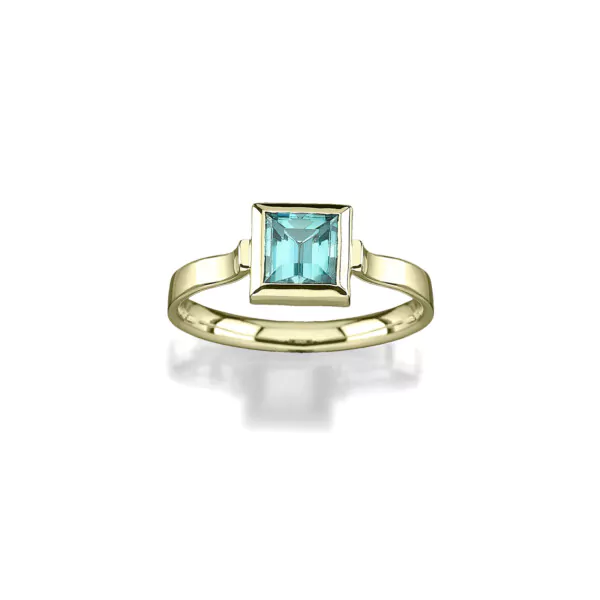 von Ableitner | L.A Creation Miss Petite | Ring in 585/000 Gelbgold mit Blautopas im Karree-Schliff